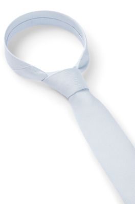Silk-blend tie in micro-pattern jacquard, Light Blue