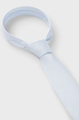 Silk-blend tie in micro-pattern jacquard, Light Blue