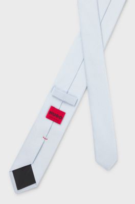 Silk-blend tie in micro-pattern jacquard, Light Blue