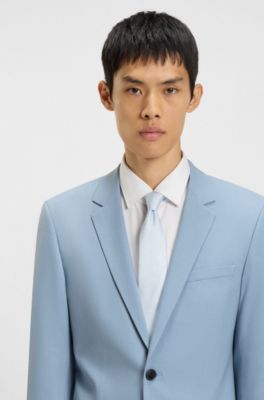 Silk-blend tie in micro-pattern jacquard, Light Blue