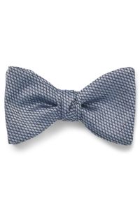 Silk-blend bow tie with jacquard pattern, Blue Patterned