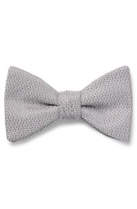 Silk-blend bow tie with jacquard pattern, Grey Patterned