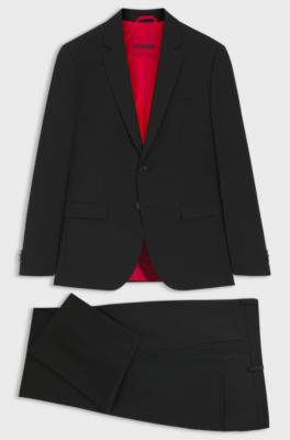 Costume deux pi&egrave;ces Extra Slim en laine m&eacute;lang&eacute;e, Noir