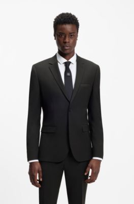 Tv&aring;delad extra slim fit-kostym i ullblandning, Svart
