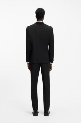 Two-piece extra-slim-fit suit in a wool blend, Black