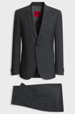Two-piece extra-slim-fit suit in a wool blend, Dark Grey