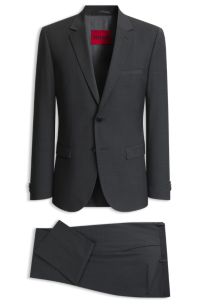 Two-piece extra-slim-fit suit in a wool blend, Dark Grey
