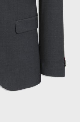 Two-piece extra-slim-fit suit in a wool blend, Dark Grey