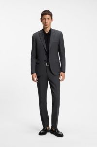 Two-piece extra-slim-fit suit in a wool blend, Dark Grey