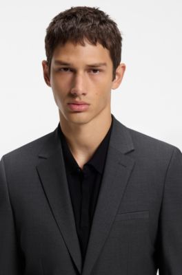 Two-piece extra-slim-fit suit in a wool blend, Dark Grey
