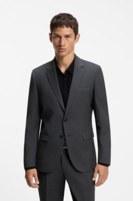 Two-piece extra-slim-fit suit in a wool blend, Dark Grey