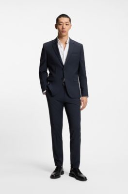 Two-piece extra-slim-fit suit in a wool blend, Dark Blue