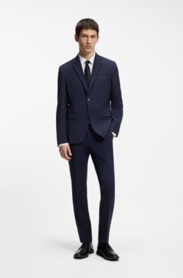 Two-piece extra-slim-fit suit in a wool blend, Dark Blue