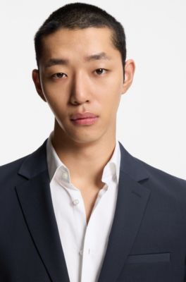 Two-piece extra-slim-fit suit in a wool blend, Dark Blue