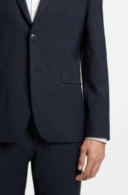 Two-piece extra-slim-fit suit in a wool blend, Dark Blue
