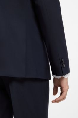 Tweedelig, extra slim-fit pak van een wolmix, Donkerblauw