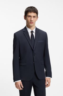 Tweedelig, extra slim-fit pak van een wolmix, Donkerblauw