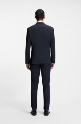 Two-piece extra-slim-fit suit in a wool blend, Dark Blue