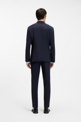 Costume deux pi&egrave;ces Extra Slim en laine m&eacute;lang&eacute;e, Bleu fonc&eacute;