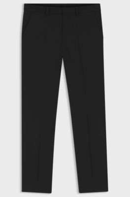 Pantalon Modern en laine m&eacute;lang&eacute;e stretch, Noir