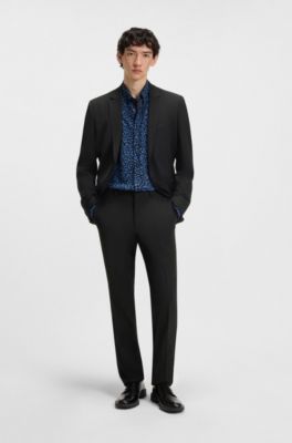 Modern-fit trousers in a performance-stretch wool blend, Black