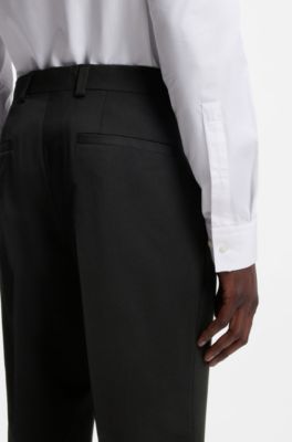 Modern-Fit Hose aus Woll-Mix mit Performance-Stretch, Schwarz