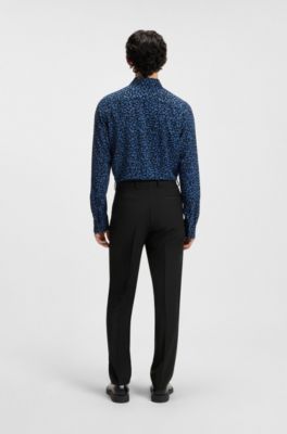 Modern-fit trousers in a performance-stretch wool blend, Black
