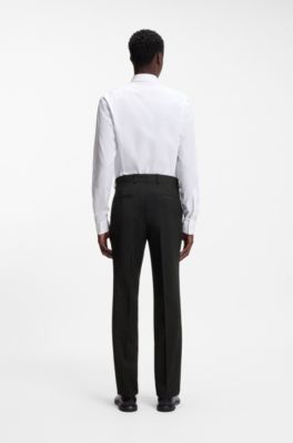 Modern-fit trousers in a performance-stretch wool blend, Black