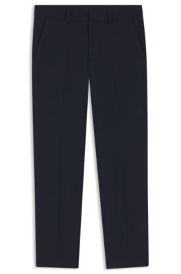 Modern-fit trousers in a performance-stretch wool blend, Dark Blue