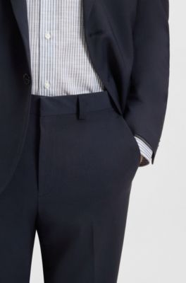 Modern-fit trousers in a performance-stretch wool blend, Dark Blue