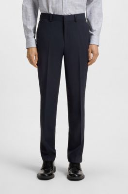 Modern-fit trousers in a performance-stretch wool blend, Dark Blue