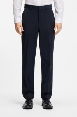 Pantalon Modern en laine m&eacute;lang&eacute;e stretch, Bleu fonc&eacute;