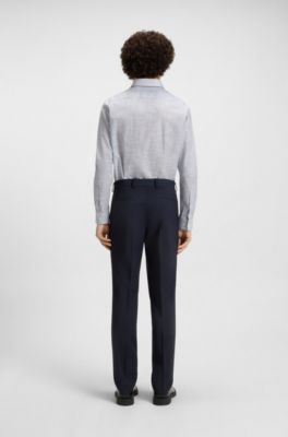 Modern-fit trousers in a performance-stretch wool blend, Dark Blue