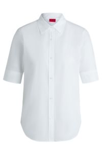 Regular-fit blouse in cotton canvas, White