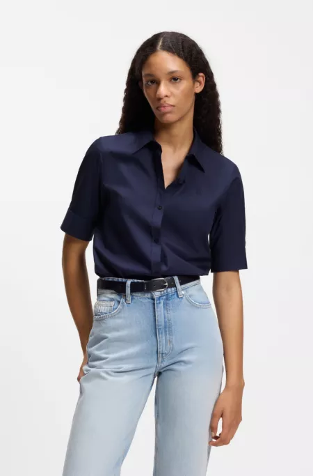 Regular-fit blouse in lightweight cotton canvas