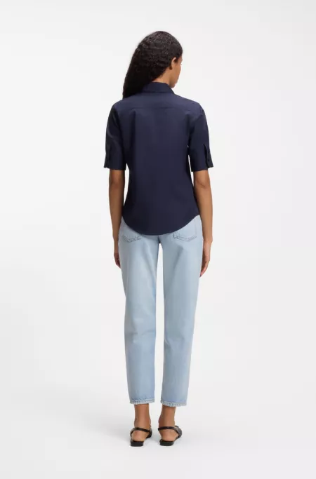 Regular-fit blouse in lightweight cotton canvas