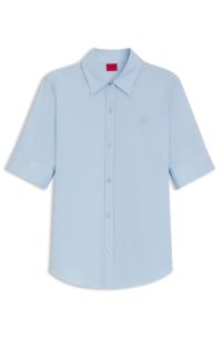 Regular-fit blouse in lightweight cotton canvas, Light Blue