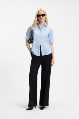 Hugo Regular-fit blouse in lightweight cotton canvas blusar dam – bild 2