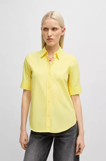 Regular-fit blouse in cotton canvas