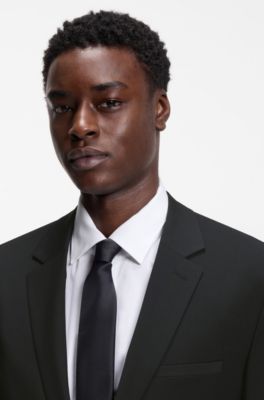 Extra slim-fit blazer van een wolmix, Zwart