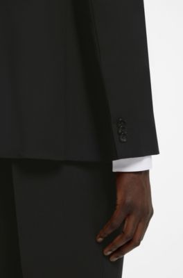Extra slim-fit blazer van een wolmix, Zwart