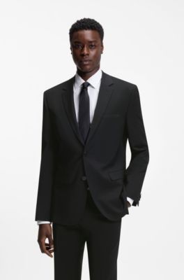 Extra-slim-fit blazer in a wool blend, Black