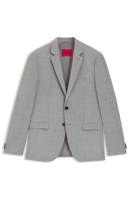 Blazer extra slim fit in misto lana, Grigio