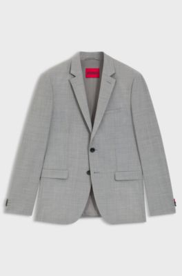 Blazer extra slim fit in misto lana, Grigio