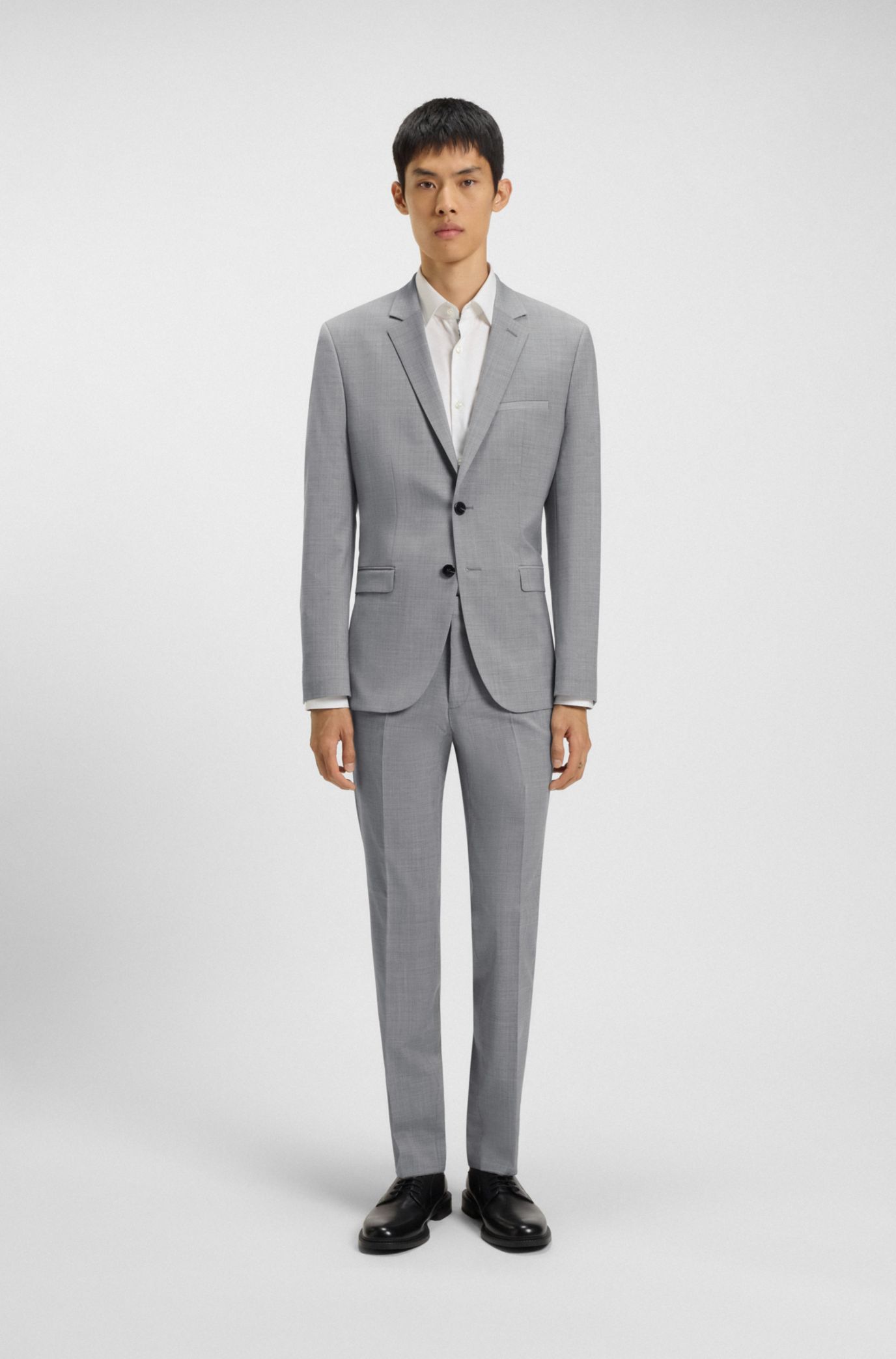 BOSS - Blazer Slim en tissu stretch à motif - Bleu foncé