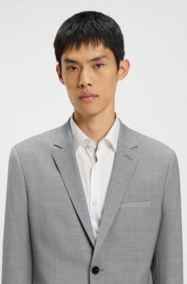 Blazer extra slim fit in misto lana, Grigio