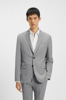 Blazer extra slim fit in misto lana, Grigio