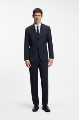Blazer extra slim fit in misto lana, Blu scuro