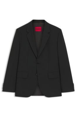 Giacca con fit moderno in misto lana elasticizzato, Nero