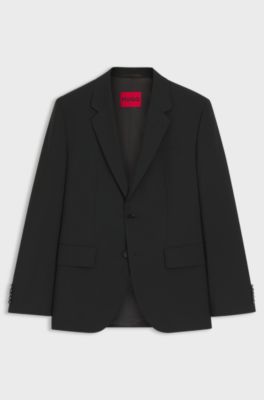 Americana de dise&ntilde;o moderno en mezcla de lana con el&aacute;stico, Negro